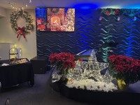 Volunteer Christmas Party 2025 fireplace on tv screen