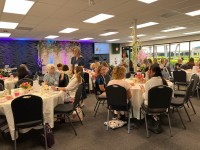 a full room of women