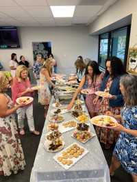 women at the buffet