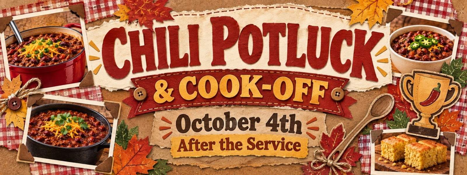 Join us after service for our Sunday Potluck-Chili. Sunday October 4, 2026 at Calvary Chapel Naples