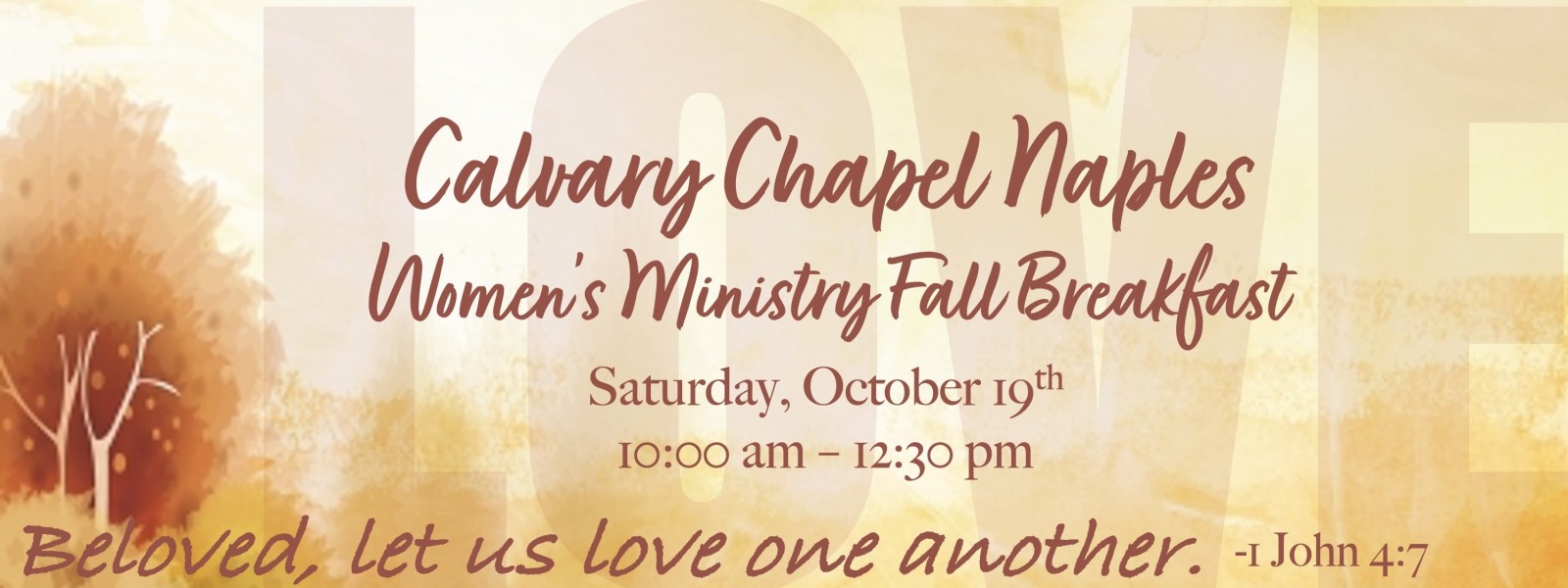 Women's Ministry Fall Breakfast, Saturday, October 19th at 10 am at Calvary Chapel Naples.